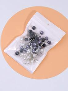 1 盒/12 件 女士珍珠 U 型夹 围巾别针 胸针 头巾扣 披肩扣 服装配饰 女式 - 黑色 - 查看 14