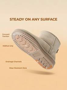 Women's Snow Boots Genuine Suede With Faux Fur Lining. 0.9 Inch Flat Classic Water-Resistant, Anti-Slip Winter Booties Feature A Slip-On Design And Comfortable Memory Foam,Suit For Staying Warm And Stylish This Winter - Khaki - View 5