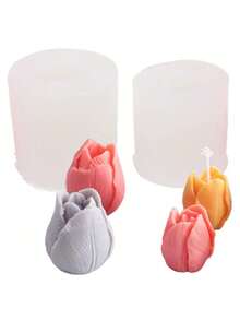 DIY郁金香花束硅胶模具，玫瑰花模具，适用于手工皂、蜡烛、树脂工艺品、烘焙装饰 - 白色矽膠模具 - 查看 3