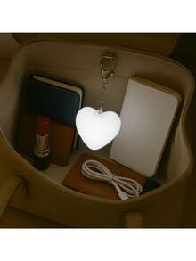 USB Rechargeable Mini Heart-Shaped Touch Lamp - Soft Glow, Gentle Eye Lighting, Portable Travel Keychain Pendant Light, Romantic Thoughtful Gift, Suitable For Home, Office Or Travel, Modern Design With USB Charging, Battery Powered, Heart-Shaped Lamp, Office Lighting, Minimalist Design, Durable Plastic - 彩色 - 查看 1
