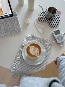 1pc/2pcs/6pcs Korean Ins Style Striped Ruffle Edged Napkins, Multi-Functional Dust Cover Cloth For Dining, Photography - Multicolor - View 2