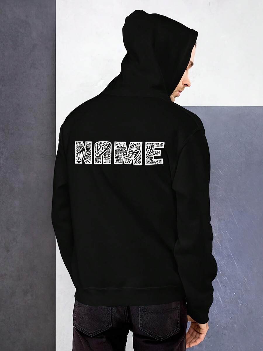 Black Plain Hoodie With Personalized Polynesian Designs Name On Back - Style 3 - View 1