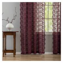 Burgundy Curtains 84 Inches Long Vintage Elegant Floral Maroon Sheer Curtains Timeless Lace Christmas Curtains For Living Room Bedroom Privacy 7 FT 52 In. W X 84 In. L Set Of 2 Deep Merlot - 多色611 - 查看 4