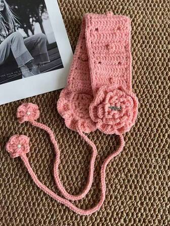 Children's Floral Knitted Earmuffs, Warm Ear Protection For Winter