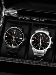 2pcs/Set New Men's Business Casual Round Quartz Watch, Multi-Function Couple Watch Set, Gift For Valentine's Day, New Year, Birthday, Christmas, For Friends And Family