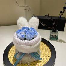 1束兔子玫瑰仿真花，兔耳造型香皂花束，生日礼物（送给朋友），情人节礼物（送给朋友/女朋友），母亲节礼物（送给妈妈/奶奶），节日派对装饰花束 - 彩色 - 查看 16