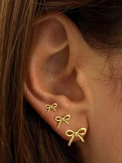1 Pair Fashionable Minimalist Bow Stud Earrings