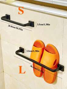 免打孔粘贴式镂空毛巾架，安装简便，超强粘性，经久耐用，其他材质可选，壁挂式毛巾架，节省空间的浴室配件 - 黑色 - 查看 6