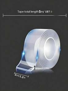 1/2/4 Peças de Fita Dupla Face Nano, Forte Adesão, Reutilizável, Sem Rastros, Lavável, Adequada para Natal, Decoração de Natal, Casamento, Dia dos Namorados, Casa, Escritório, Decoração de Festa, Decoração de Carro, Fita Dupla Face Multifuncional e de Uso Múltiplo