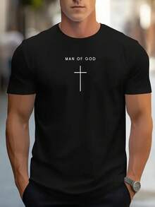 Camiseta Masculina Gráfica Estampa de Homem de Deus Gola Redonda Casual para Look Descontraído100% Algodão Fio3.0 - Preto - Visão 7