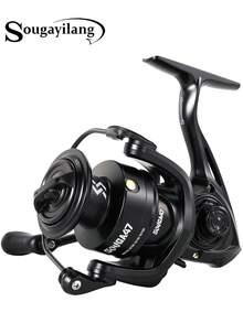 SOUGAYILANG 1PC Black Spinning Reel 1000-4000 Series 5.2:1 Gear Ratio Aluminum Spool Resistant To Seawater Erosion Foldable Handle Anti-Twist Line Roller For Freshwater And Saltwater - Black - View 13