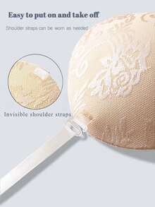 1pc Lace Invisible Push-Up Bra, Self-Adhesive Front Clasp Design, Reusable, Suitable For Wedding Occasions, With Free Transparent Shoulder Straps - Multicolor - View 4