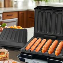 Máquina eléctrica para hacer perritos calientes Modelo doméstico 850 W Potencia de alta eficiencia Recubrimiento antiadherente para facilitar la limpieza Diseño con recogida de aceite Equipamiento para barbacoas domésticas - Tipo de Enchufe A USA (110-127V) - Ver 1