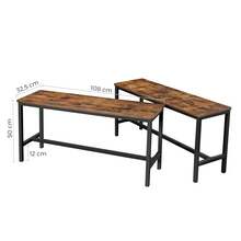VASAGLE Banco de Comedor, par de 2, Estilo Industrial, Marco de Acero, para Cocina, Sala de Estar, 12.8 x 42.5 x 19.7 Pulgadas, café - Marrón - Ver 5