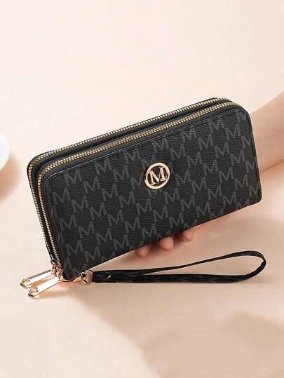 長財布 レディース ビンテージ調 大容量 フローラル柄 ダブルジッパー 携帯電話バッグ マルチファンクション ファッション ハンドバッグ マルチカードスロット クラッチウォレット リストストラップ付き 財布 長財布 リストレット財布 ランヤード