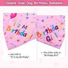 Pet Birthday Party Flag, Dog Paw, Balloon, Dog Birthday Bib, Birthday Hat, Bow Tie - Pink - View 4