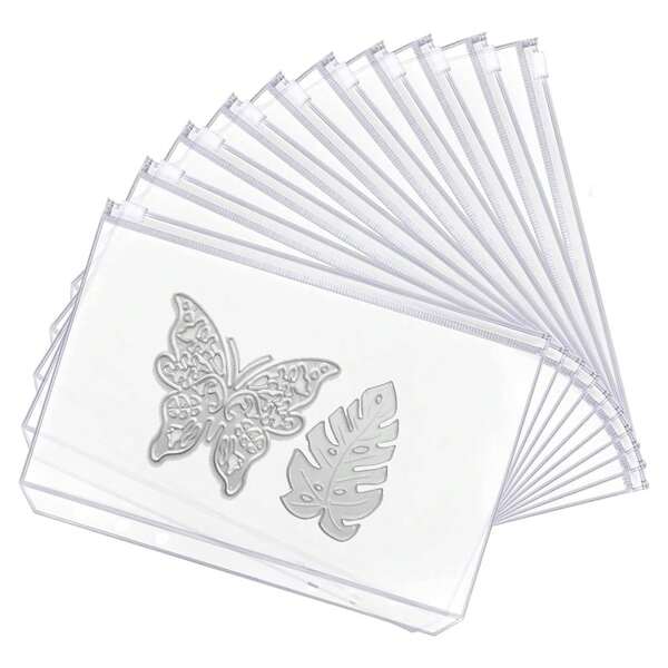 10 جيوب سوستة A5، أكياس منظم مستندات بلاستيكية PVC مع نظام ثقب 6 فتحات، تصميم متين مناسب للاستخدام المنزلي والمكتبي والمدرسي والتجاري