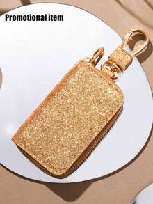 Bolsa de almacenamiento de llave de coche, bolsa de  de llaves de automóvil, llavero creativo con brillo, protector de cerradura de auto con cremallera segura, protección de bolsillo de cintura rígida, unisex para mujer, monedero mini - Multicolor - Ver 18