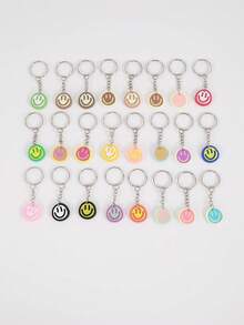 14/18/21/24/27/30/40pcs Cartoon Cute Smiling Face Keychains, Suitable For Party Favors, Holiday Supplies, Back To School Gifts - Multicolor - View 12