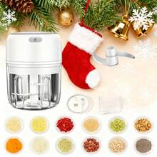 Electric Garlic Press, Mobile Electric Food Processor, Garlic, Onion And Vegetable Chopper, 8.45 Oz Food Processor Press, Suitable For Peppers, Meat Spices, Chopping And Blending, Home Cooking, Meal Prep Tools, Mini Processor, Lightweight Masher, Durable, Easy To Clean, Suitable For Small Kitchens, Cooking Enthusiasts - 綠色 - 查看 5