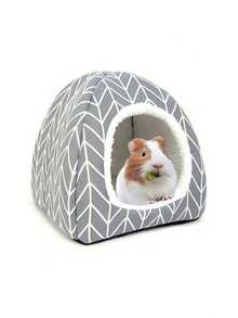 1pc Comfortable Polyester Guinea Pig Hideaway Bed - Small Pet Cave, Suitable For Rabbits, Hedgehogs, Ferrets, And Small Animals - Indoor Rabbit Hutch Accessory - Grey - View 8