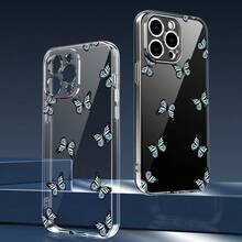 Fundas Transparentes de TPU con Patrón de Mariposa Simple y Protección Completa para Teléfono con Protección de Lente de Cámara, Carcasa Antigolpes Adecuada para iPhone 16-7 Pro/Plus/Max/Mini - Multicolor - Ver 6