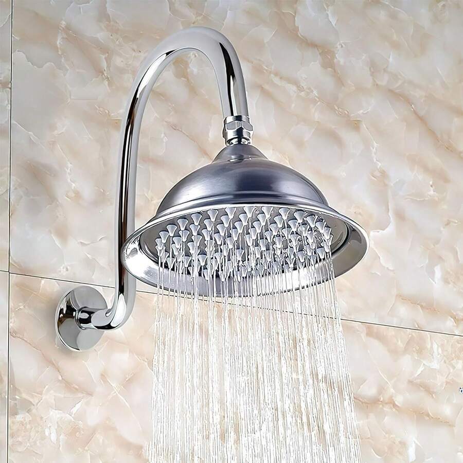 COMVIDA 13 Pulgadas de Ducha Cabeza Brazo de Extensión con Chapeton en Forma de S de Alta Extensión,Brazo y Chapetón de Acero Inoxidable para Regadera de Ducha,CV-50040 - Níquel Cepillado1-34CM - Ver 1