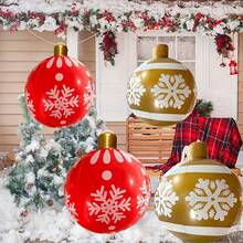 1pc 48*50cm PVC Inflatable Christmas Ball, Snowflake Design, Simple Style, Suitable For Indoor/Outdoor Christmas & New Year Decoration, Yard, Garden, Porch, Durable Inflatable Decor, Reusable, Optional Pump Set, No Electricity - Snowflake Christmas Ball - View 3