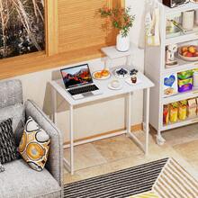 GipGiper Foldable Computer Desk With Monitor Stand 80x45 Cm, Small Home Office Desk With Wood Surface, Compact PC Table For Bedroom & Study, Folding Desk For Work & Study - 白色 - 查看 5