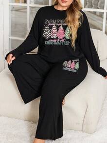 Áo thun dài tay Giáng sinh và quần ngủ dáng rộng tùy chỉnh, in ảnh bạn gái, họa tiết retro thập niên 90. Trang phục Thu/Đông nữ, Trang phục Thu Đông nữ. Trang phục ngày lễ nữ, Trang phục trở lại trường, Mùa tựu trường, Giáng sinh, Trang phục Ngày Quốc khánh Hoa Kỳ dành cho nữ, Trang phục Thu/Đông, - màu đen - Xem 5