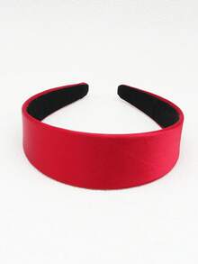 1pc Plain Red Wide Headband, Suitable For Daily Use, 4cm Width, Hair Hoop Hairband For Women, - Red - View 2