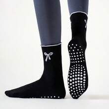 Rutschfeste Yoga-Socken für Frauen - Schwarze Socken mit langem Bein und weißer Schleife, atmungsaktiv und bequem für Pilates, Fitness, Tanz, Outdoor-Sport, ideales Geschenk für den ganzjährigen Gebrauch, Pilates-Socken - Verschiedenfarbig - Übersicht 6