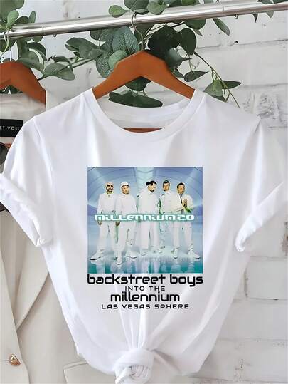 1pc Camiseta Vintage de Concierto Millennium de Backstreet para Mujeres - Camiseta Gráfica Retro de Banda de los 90, Top Casual Suave para el Día a Día para Conciertos, Regalos de Cumpleaños y Moda Nostálgica - Ropa para Fans de Backstreet, Camisetas de Concierto, Ropa con Temática Musical, Camiseta de Ajuste Cómodo, Atuendo de Concierto, Material Transpirable, Ajuste Unisex, Amantes de la Música