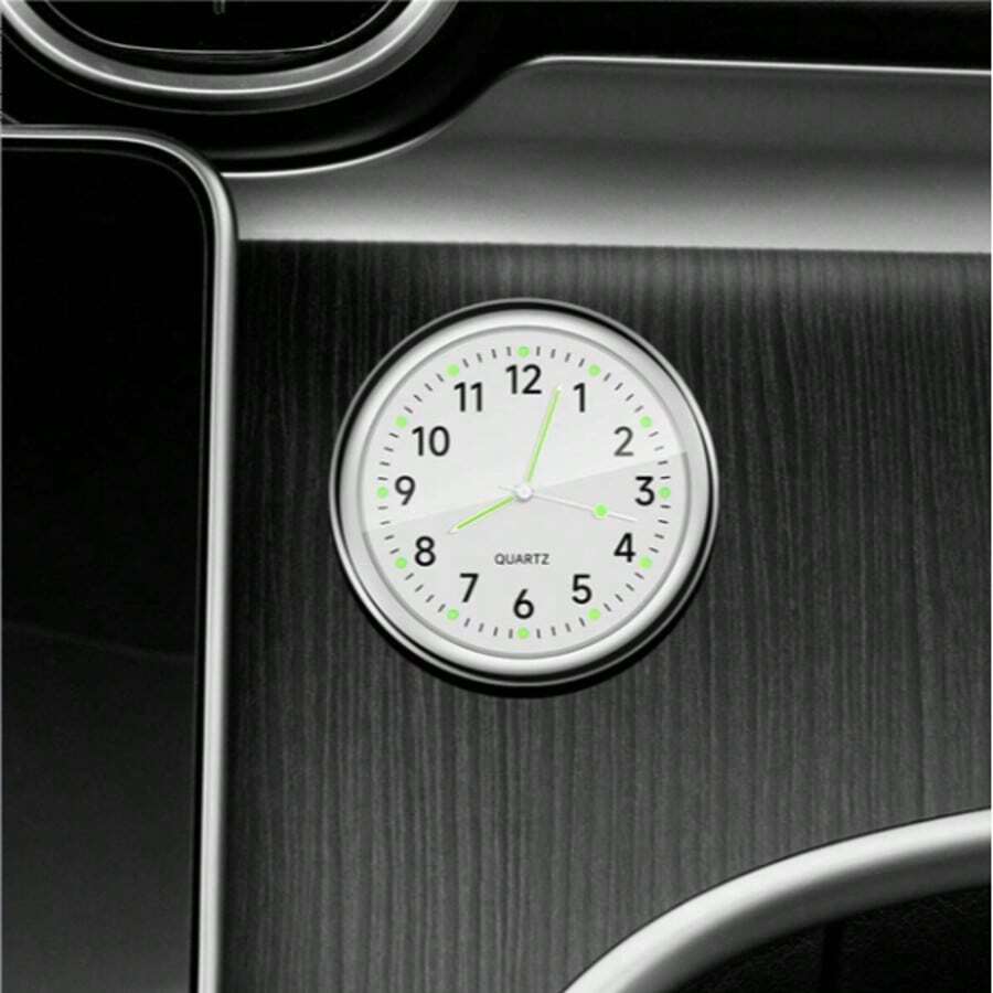 1pc Royal Blue Luminous Car Clock - Mini Quartz Analog Stick-On Car Dashboard Clock - Premium Car Accessory - Car Interior Decor