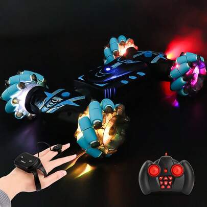 1 pieza Serie de juguetes de coche con control remoto para niños, 2.4G con efecto de rociado de cola, rotación de 360° con control remoto de muñeca + joystick / Vehículo anfibio todoterreno con control remoto 4WD a prueba de agua 2.4GHz / Coche con control remoto recargable con función de rociado y detección de gestos con luz delantera 2.4GHz, regalo ideal para cumpleaños/Navidad