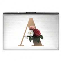 1 pièce Étui à cartes fin avec motif de lettre initiale de A à Z en or rose. Porte-cartes bancaires et de crédit minimaliste en métal d'aluminium fin. Porte-cartes RFID pour femmes et hommes. Organisateur de cartes bancaires mini-portefeuille petit portefeuille porte-cartes pour femmes et hommes - Argent - Voir 19