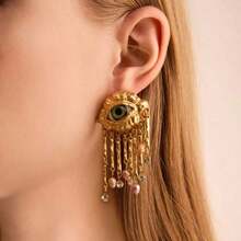 A Fashionable New Retro Evil Eye Tassel Earring, A Light Luxury Creative And Niche Design For Women's Earrings - Vàng - Xem 1