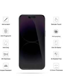 3pcs Anti-Spy Tempered Glass Screen Protector, Anti-Peeping And Anti-Spy, Scratch Resistant, Full Coverage To Protect Personal Privacy And Security Of Mobile Phones In Public Places, Compatible With IPhone 17/17 Air/17 Pro/17 Pro Max/16/16 Plus/16 Pro/16 Pro Max/15/15 Pro/15 Plus/15 Pro Max And Other Series - Black - View 8