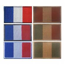 2 PIEZAS Parches con bandera francesa bordados, parche táctico militar de moral, aplicación con cierre de gancho y bucle (borde gris) - Borde gris francés - Ver 6