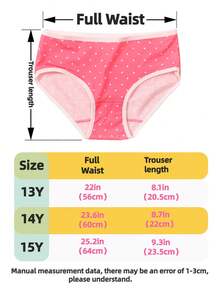 6 件随机颜色可爱、甜美、舒适少女心和波尔卡圆点印花日常内裤