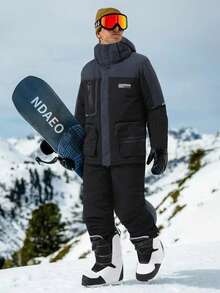 2 Stücke Sportbekleidung für Herren für Outdoor & Sport, Herren Profi Sport & Freizeit Anzug, Herren Skianzug Set, Oberteil und Unterteil HX503-1 - Schwarz - Übersicht 2