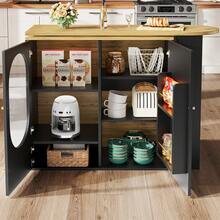 Mmm 360° Rotating Bar, Standing Table (138 X 39 X 102 Cm Frame), Coffee Bar Unit, Rotating Dining Counter With Storage, Kitchen Island, Three Doors With Shelves In Doors, Dividers, White/Black