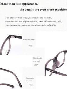 1副简约时尚黑色TR90眼镜框 - 经典方形，适合办公室佩戴，轻盈百搭，日常百搭 - A - 查看 3