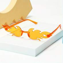 1pc Flame Shape Cool  Glasses Street Photography Fashion Wear Glasses - 黑灰 - 查看 2