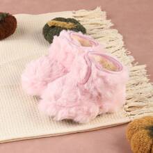 婴儿软底雪地靴，保暖内里，防滑鞋底，0-6个月，秋冬季 - 粉色 - 查看 9