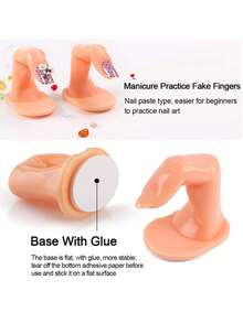 Nail Art Practice Hand, With Or Without Fake Nails, Realistic Fake Fingers, Carved & Painted Nail Art Sticker Display Model