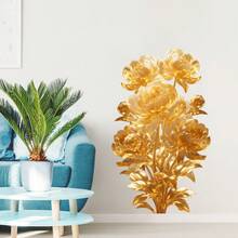 1件蓝色美人鱼雏菊牡丹花墙贴，Sacinora水彩花卉艺术乙烯基墙贴，金色花朵可移除乙烯基墙贴，适用于客厅卧室、家居装饰、墙面装饰 - 彩色 - 查看 10