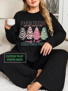 Áo thun dài tay Giáng sinh và quần ngủ dáng rộng tùy chỉnh, in ảnh bạn gái, họa tiết retro thập niên 90. Trang phục Thu/Đông nữ, Trang phục Thu Đông nữ. Trang phục ngày lễ nữ, Trang phục trở lại trường, Mùa tựu trường, Giáng sinh, Trang phục Ngày Quốc khánh Hoa Kỳ dành cho nữ, Trang phục Thu/Đông, - màu đen - Xem 3