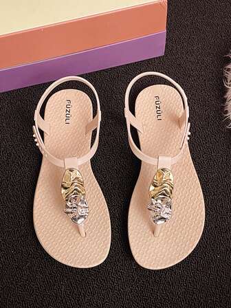 女士罗马风格凉鞋，新款夏季时尚平底人字拖，适合海滩、度假和休闲穿着