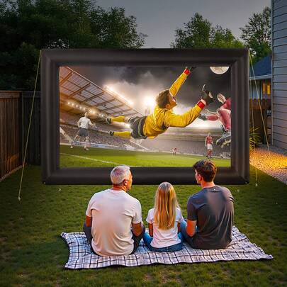 20 Ft Inflatable Movie Screen, 600D Washable Inflatable Projection Screen With Portable Storage Bag, Easy Set Up 16:9 Movie Projector For Outdoor Backyard, Home Theater, Theme Party, Pool Fun